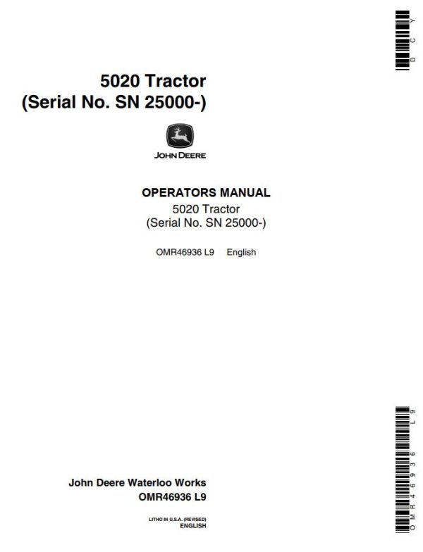 John Deere Tractor 5020 Operators Manual