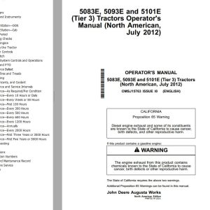 John Deere Tractor 5083E 5093E 5101E Operators Manual