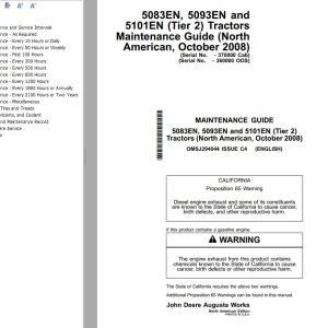 John Deere Tractor 5083EN 5093EN 5101EN Tier 2 Maintenance Guide