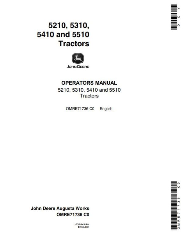 John Deere Tractor 5210 5310 5410 5510 Operators Manual