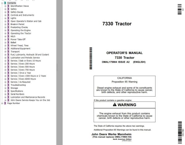 John Deere Tractor 7330 Operators Manual