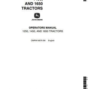 John Deere Tractors 1250 1450 1650 Operators Manual