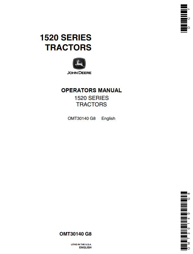 John Deere Tractors 1520 Series Operators Manual
