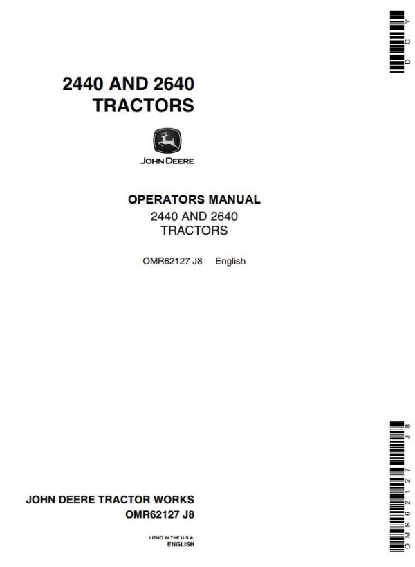 John Deere Tractors 2440 2640 Operators Manual