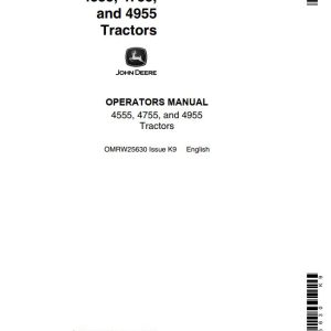 John Deere Tractors 4555 4755 4955 Operators Manual