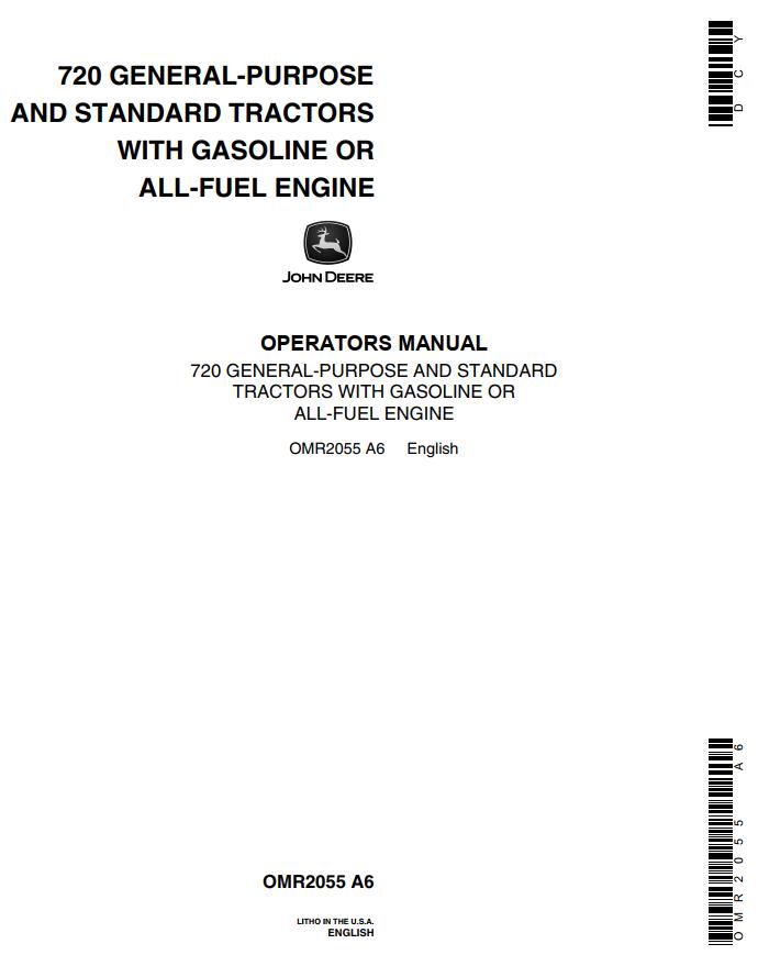 John Deere Tractors 720 Operators Manual
