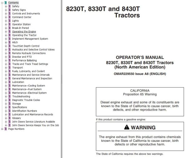 John Deere Tractors 8230T 8330T 8430T Operators Manual