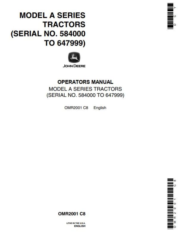 John Deere Tractors A Series Operators Manual