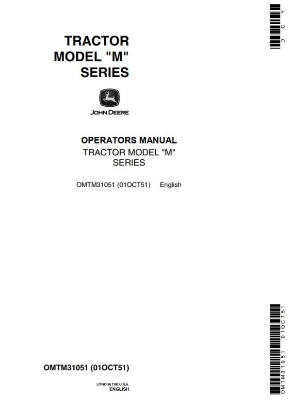 John Deere Tractors M Series Operators Manual