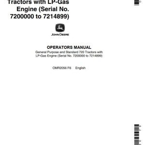 John Deere Tractors with LP Gas Engine 720 Operators Manual