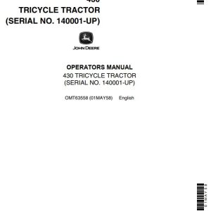 John Deere Tricycle Tractor 430 Operators Manual