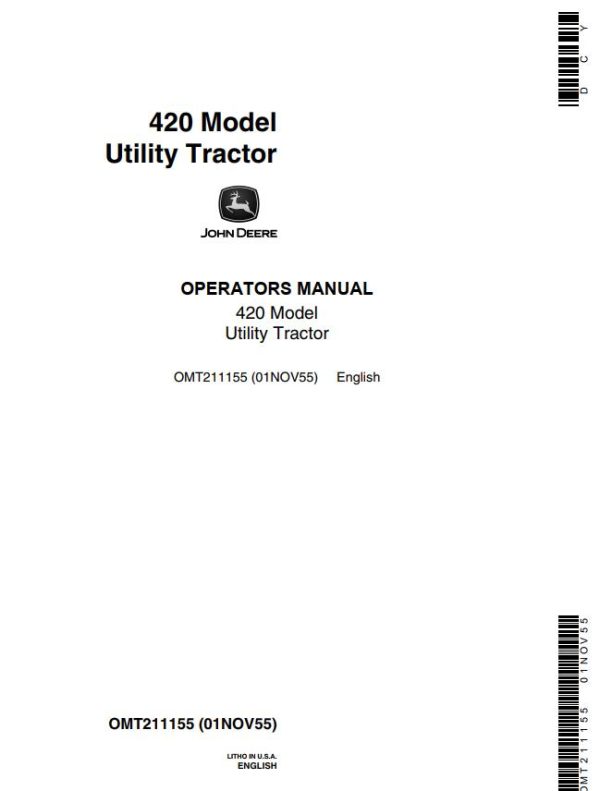 John Deere Utility Tractor 420 Operators Manual