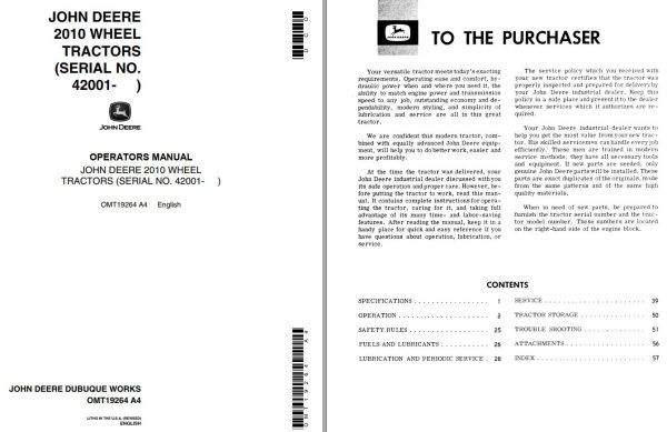 John Deere Wheel Tractors 2010 Operators Manual
