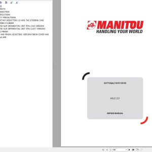 Manitou Axle 221 Repair Manual 647752EN