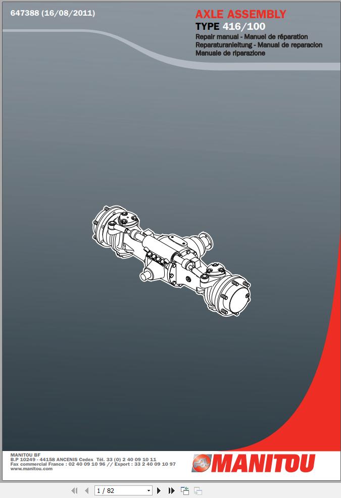 Manitou Axle 416 100 Repair Manual 647388