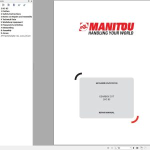 Manitou Gearbox CVT 2HC85 Repair Manual 647642EN