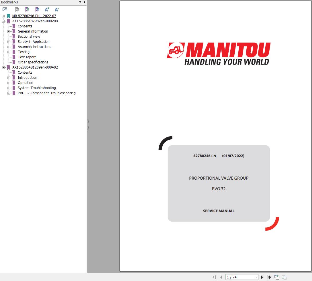 Manitou Proportional Valve Group PVG 32 Service Manual 52780246EN