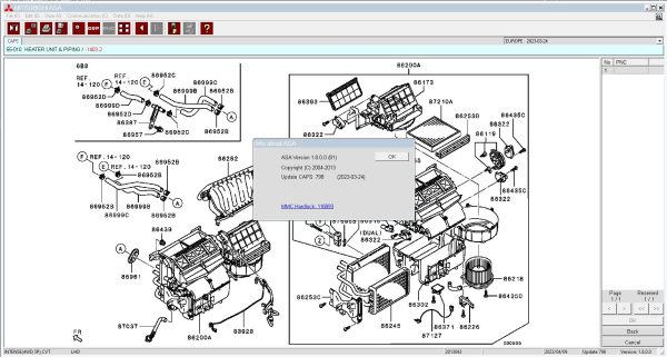 Mitsubishi MMC ASA 04.2023 General Export Europe USA Japan Spare Parts Catalog Vmware 4