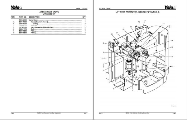 Yale Forklift NDR035EA Parts Manual C861N02569G 1
