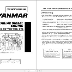 Yanmar Marine Diesel Engine 4JH3 TE 4JH3 TCE 4JH3 HTE 4JH3 DTE Operation Manual