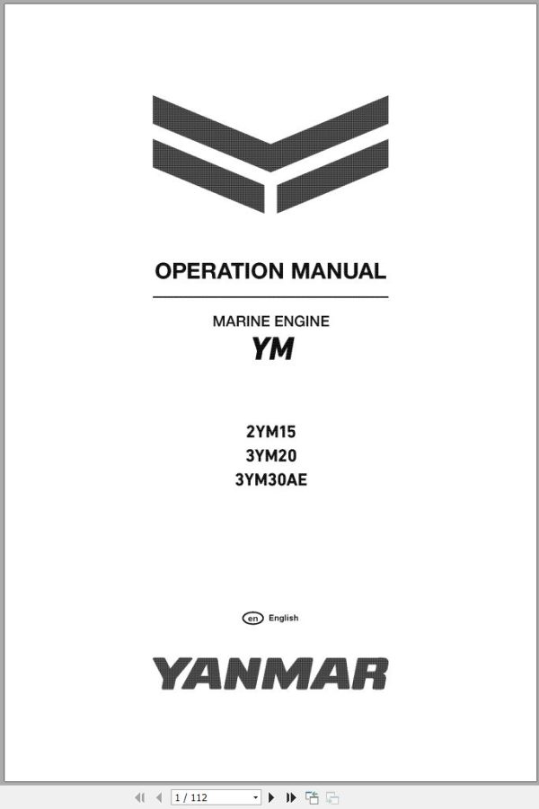 Yanmar Marine Engine 2YM15 3YM20 3YM30AE Operation Manual