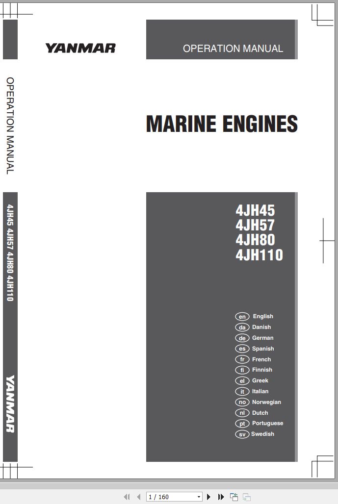 Yanmar Marine Engine 4JH45 to 4JH110 Operation Manual