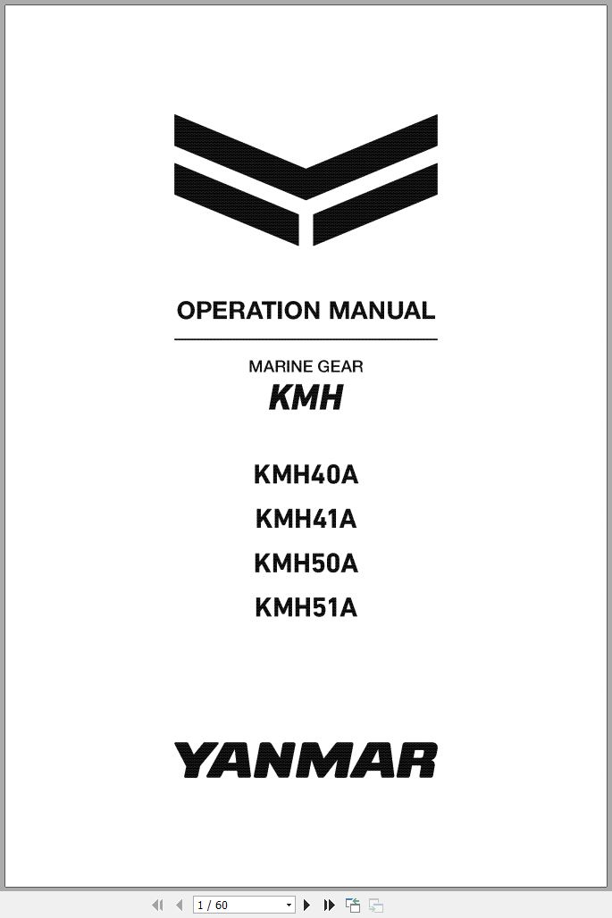 Yanmar Marine Gear KMH40A KMH41A KMH50A KMH51A Operation Manual