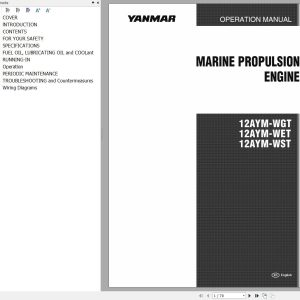 Yanmar Marine Propulsion Engine 12AYM WGT 12AYM WET 12AYM WST Operation Manual