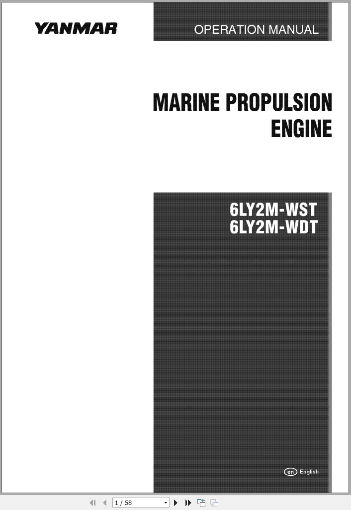 Yanmar Marine Propulsion Engine 6LY2M WST 6LY2M WDT Operation Manual