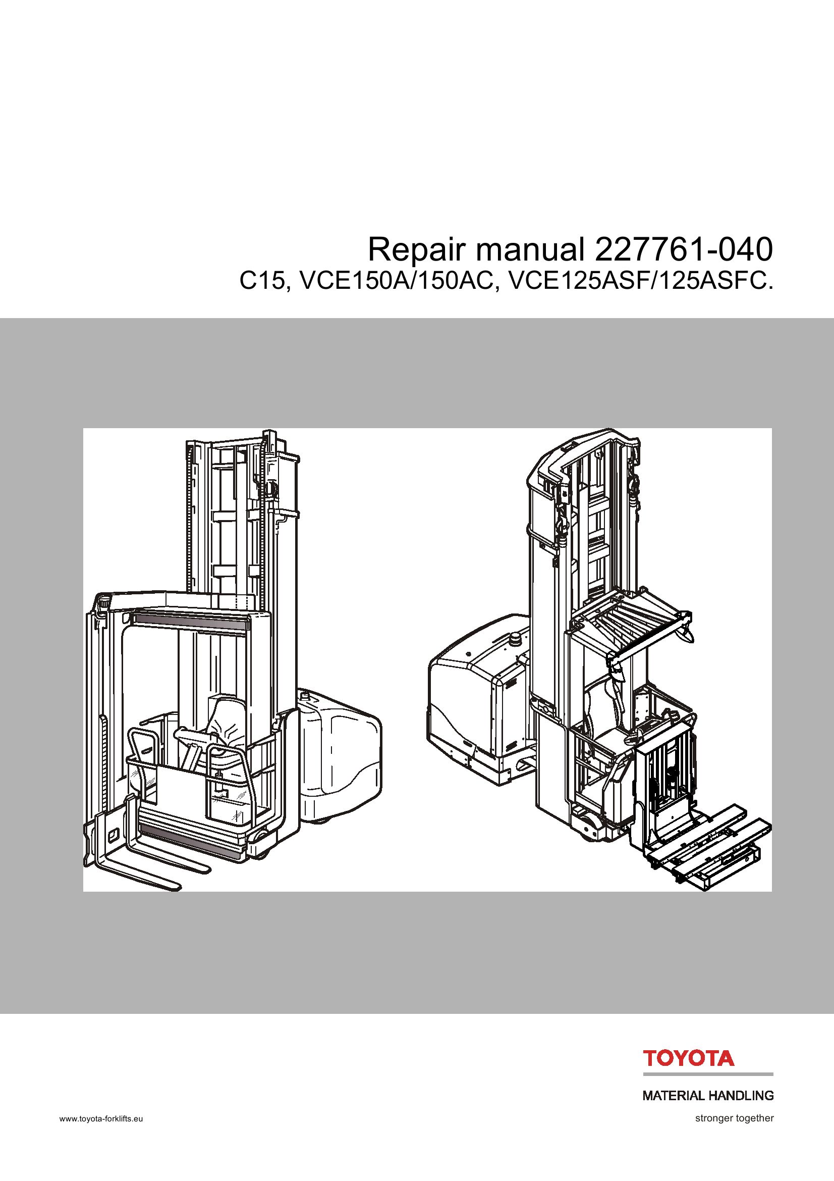 BT Forklift C15 VCE150A VCE150AC VCE125ASF VCE125ACSF Service Manual