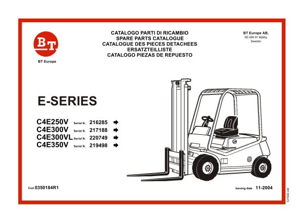 BT Forklift C4E250V to C4E350V Parts Catalog IT EN FR DE ES