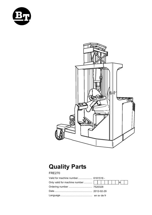 BT Forklift FRE270 Parts Catalog