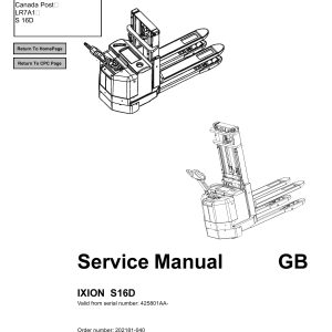 BT Forklift Ixion S 16D Service Manual