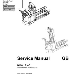 BT Forklift Ixion S16D Service Manual