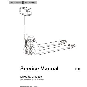 BT Forklift LHM230 LHM300 Service Manual