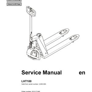 BT Forklift LHT100 Service Manual