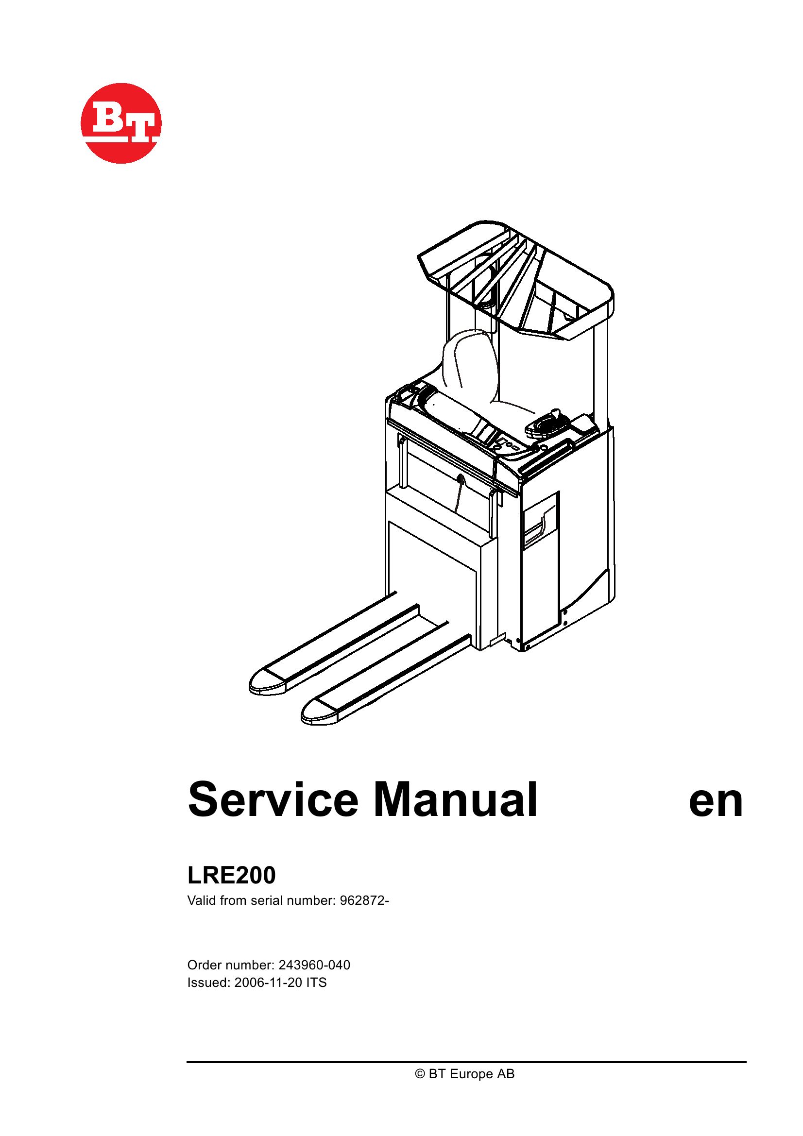 BT Forklift LRE200 Service Manual