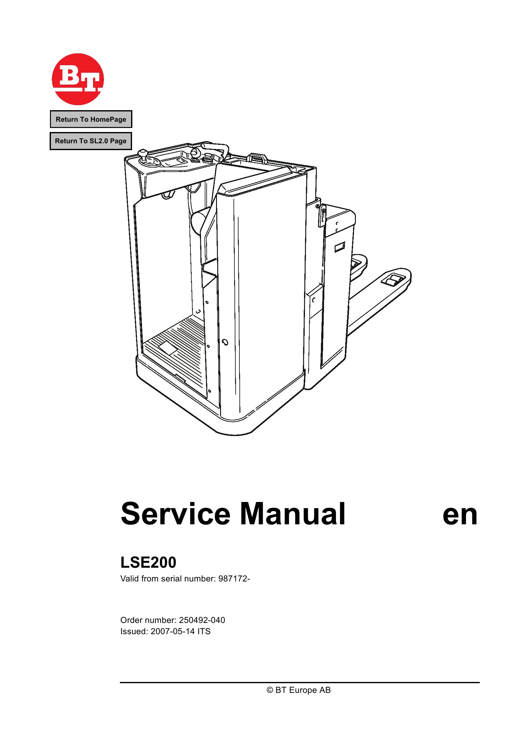 BT Forklift LSE200 Service Manual