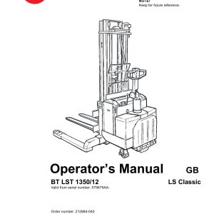 BT Forklift LST1350 12 Operators Manual 1