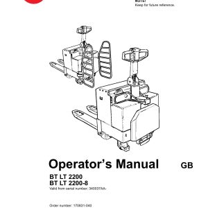 BT Forklift LT2200 LT2200 8 Operators Manual