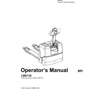 BT Forklift LWE130 Operators Manual