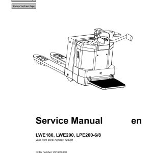 BT Forklift LWE180 LWE200 LPE200 6 LPE200 8 Service Manual