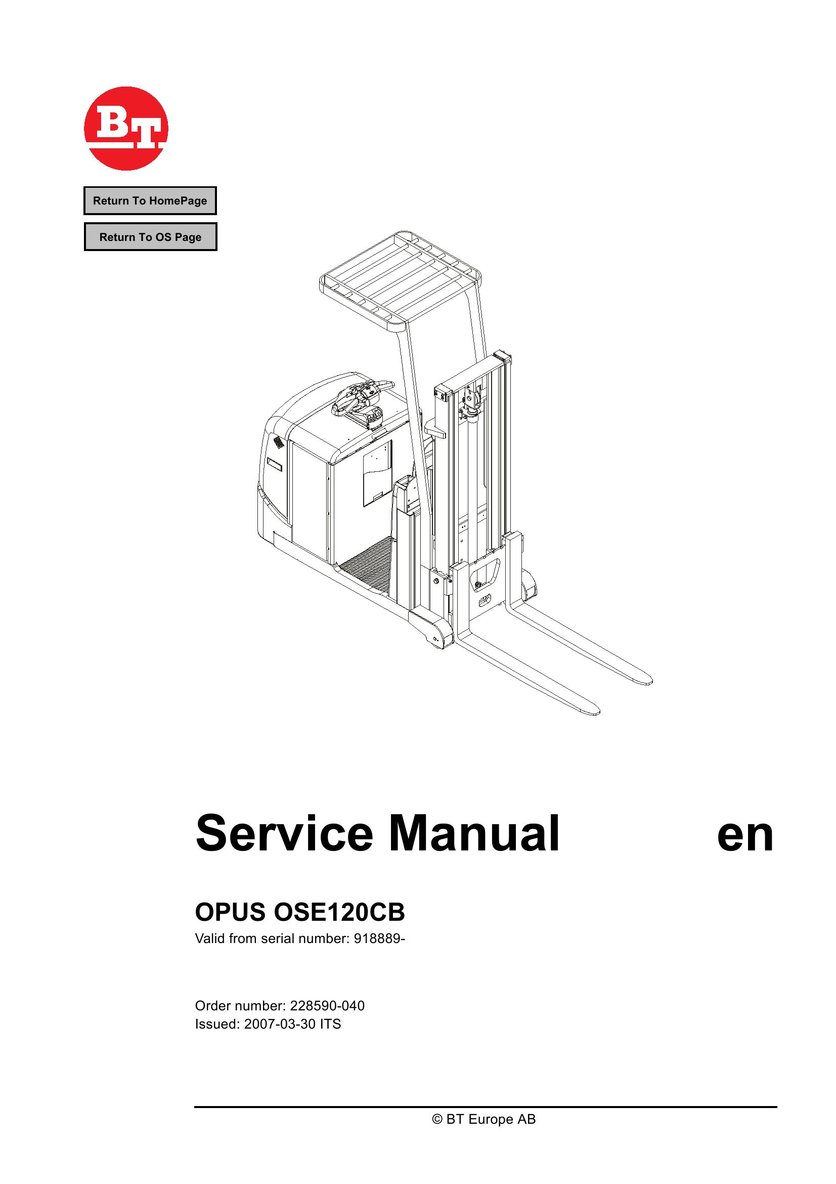 BT Forklift OPUS OSE120CB Service Manual