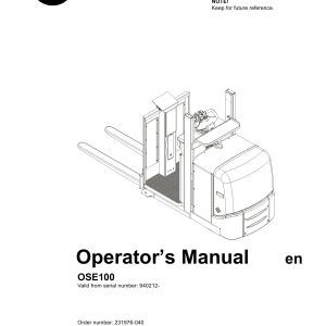 BT Forklift OSE100 Operators Manual
