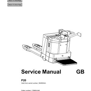BT Forklift P20 Service Manual