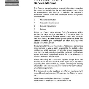 BT Forklift RR N1 N3 B1 B8 E1 E8 Service Manual