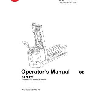 BT Forklift S 12F Operators Manual