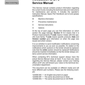 BT Forklift SL 2.0 Service Manual