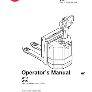 BT Forklift W18 W20 Operators Manual