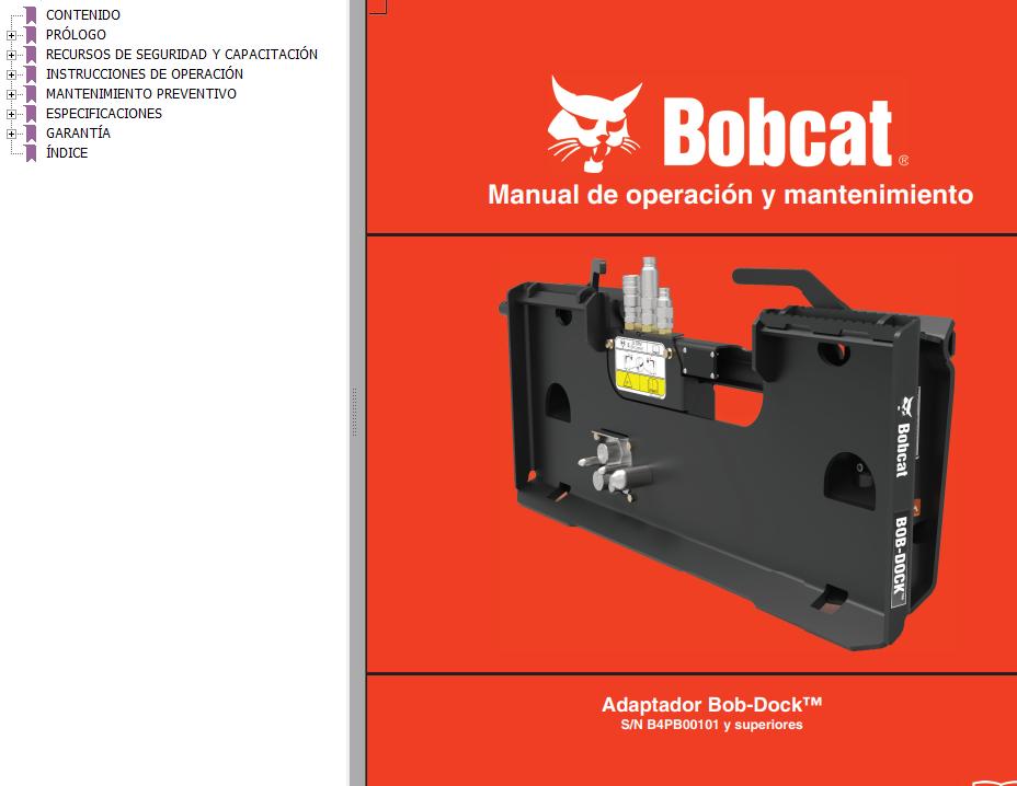 Bobcat Adapter Bob Dock Operation Maintenance Manual 7360445 ES